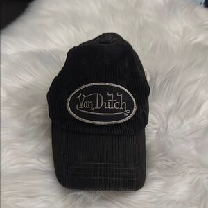 Von Dutch Black Corduroy Hat